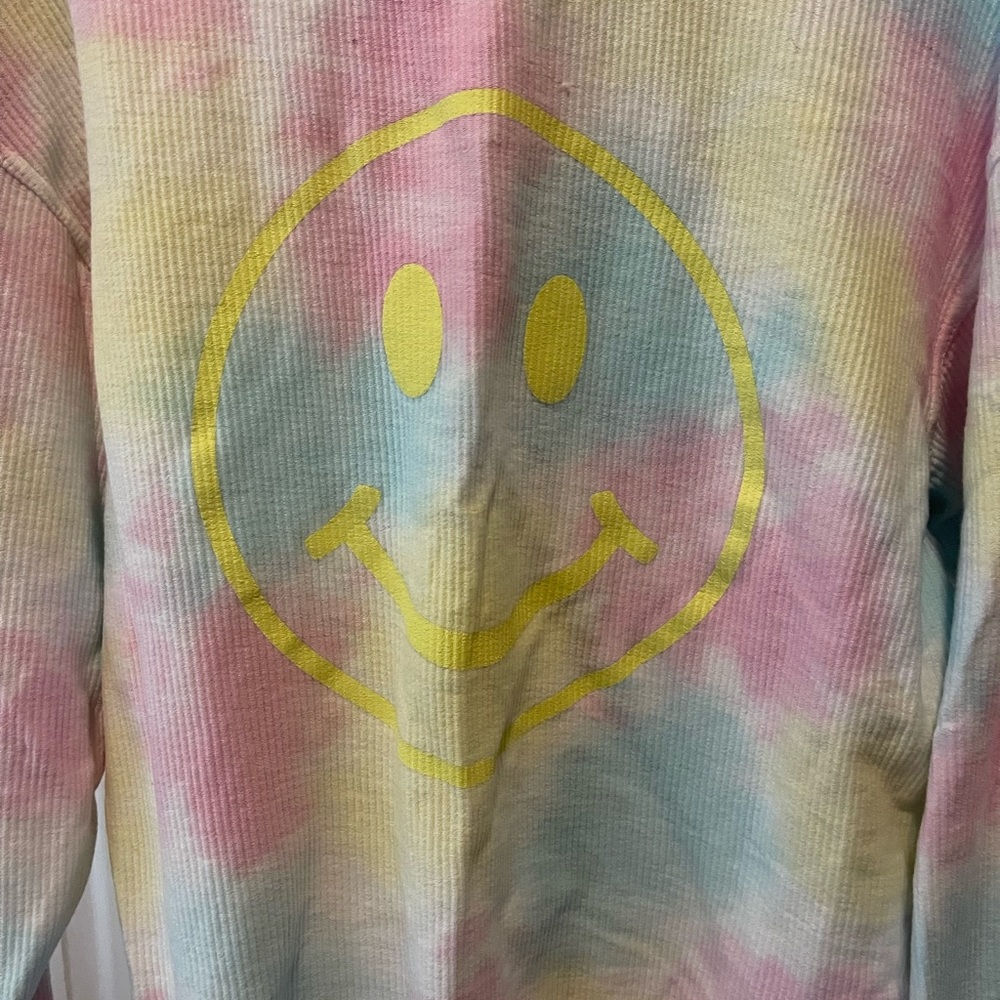 Multicolor smiley face oversized sweatshirt